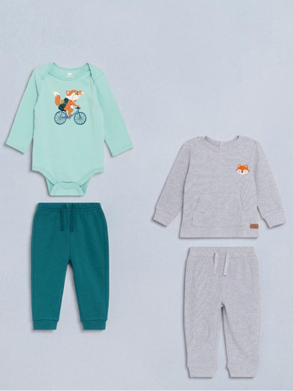 Koala Kids Mint Green Teal and Heather Gray Kids Matching Sets